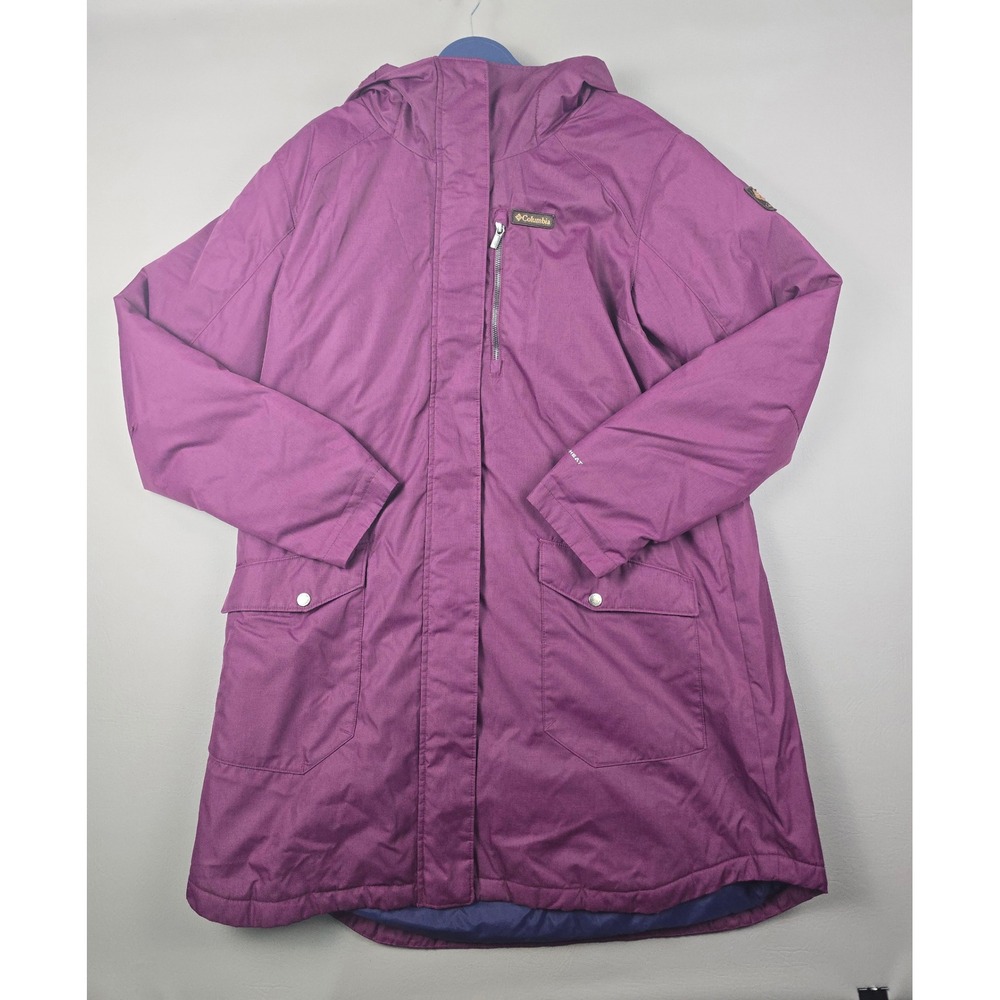 Columbia Omni-Heat Womens XXL Purple Longline Winter Parka Hooded Jacket